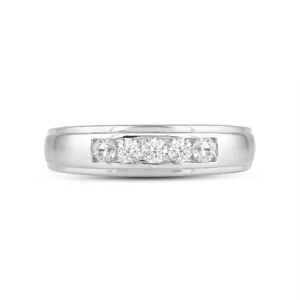 Two Channel Set 5 Stone Diamond Ring