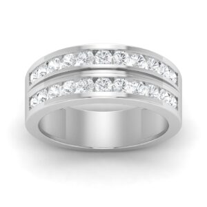 Two -Tone Channel Set 2 Row Diamond Men's Ring