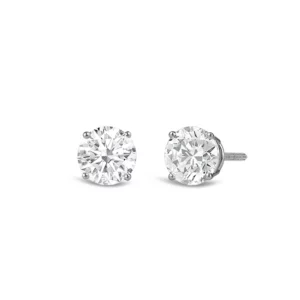 Classic Round Diamond Four Prong Stud Earrings