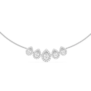 Five Halo Teardrop Chain Necklace