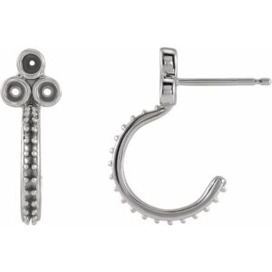Accented Bezel-Set J-Hoop Earrings