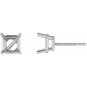 Asscher 4-Prong Stud Earrings
