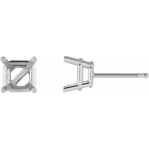 Asscher 4-Prong Stud Earrings