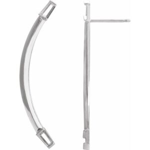 Baguette Accented Curved Bar Earrings