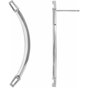 Baguette Accented Curved Bar Earrings