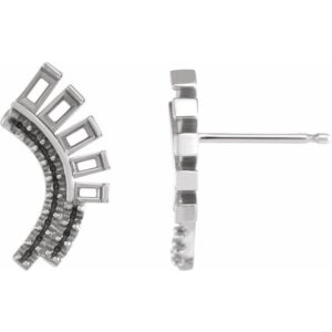 Baguette Accented Fan Earrings