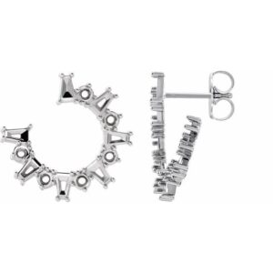 Baguette Front-Facing Hoop Earrings