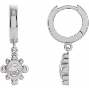 Beaded Bezel-Set Hinged Hoop Earrings