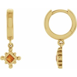 Beaded Bezel-Set Hoop Earrings