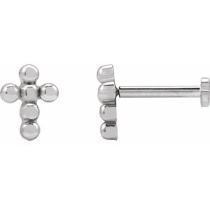 Beaded Cross Stud Earring