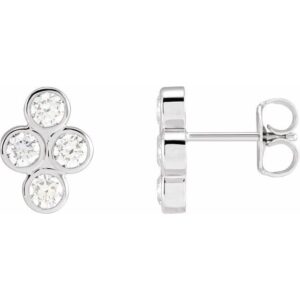 Bezel-Set Cluster Earrings