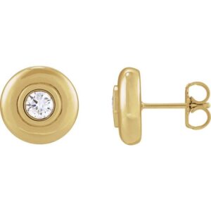 Bezel-Set Puffed Stud Earrings