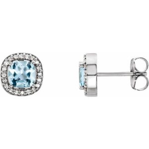 Cushion 4-Prong Halo-Style Earrings
