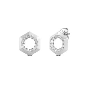 Hexagon Shape Diamond Accent Earrings