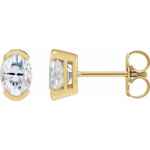 Half-Bezel Solitaire Stud Earrings