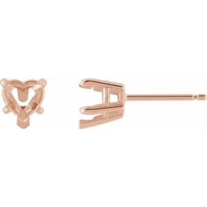 Heart 5-Prong Claw V-End Stud Earrings