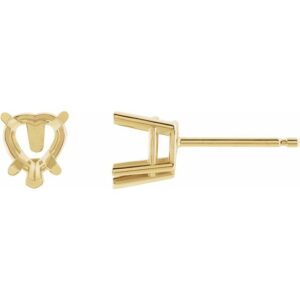 Heart 5-Prong V-End Stud Earrings