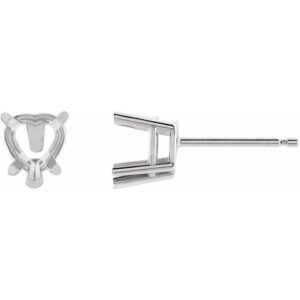 Heart 5-Prong V-End Stud Earrings
