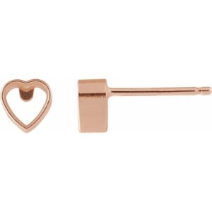 Heart Bezel-Set Stud Earrings