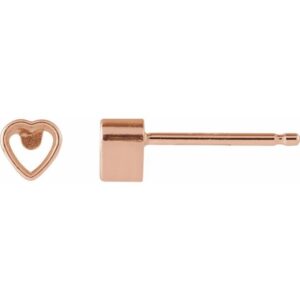 Heart Bezel-Set Stud Earrings