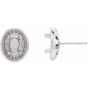 Oval 4-Prong Halo-Style Earrings