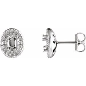 Oval 4-Prong Halo-Style Earrings