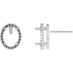 Oval 4-Prong Halo-Style Low Stud Earring
