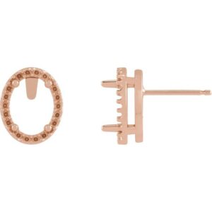 Oval 4-Prong Halo-Style Low Stud Earring
