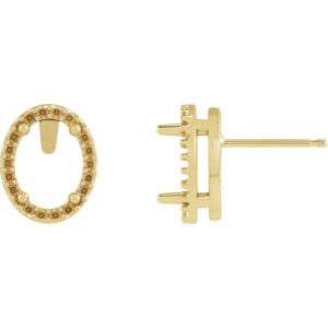 Oval 4-Prong Halo-Style Low Stud Earring