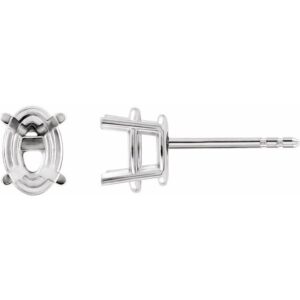 Oval 4-Prong Lightweight Stud Earrings