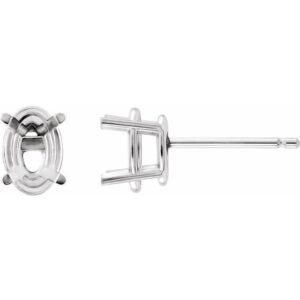 Oval 4-Prong Lightweight Stud Earrings