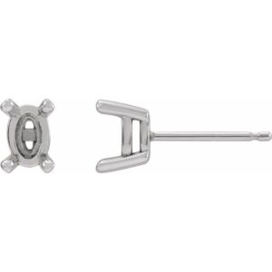 Oval 4-Prong Rose-Cut Stud Earrings