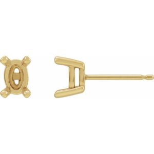 Oval 4-Prong Rose-Cut Stud Earrings