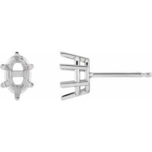 Oval 6-Prong Stud Earrings