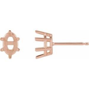 Oval 6-Prong Stud Earrings