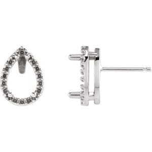 Pear 4-Prong Halo-Style Low Stud Earring