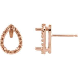 Pear 4-Prong Halo-Style Low Stud Earring