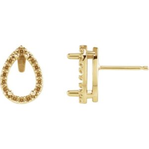 Pear 4-Prong Halo-Style Low Stud Earring