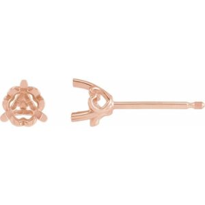 Round 3-Prong Heart Stud Earrings