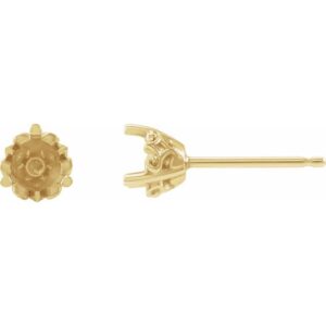 Round 3-Prong Scroll Stud Earrings