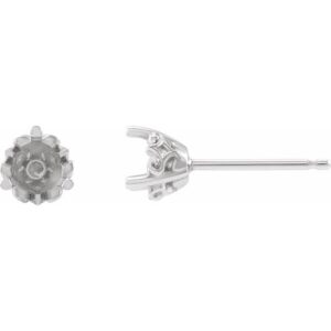 Round 3-Prong Scroll Stud Earrings