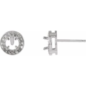 Round 4-Prong Halo-Style Earrings