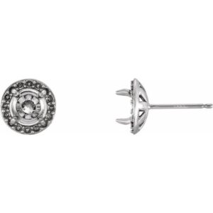 Round 4-Prong Halo-Style Earrings
