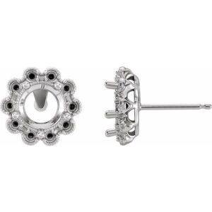 Round 4-Prong Halo-Style Earrings