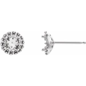 Round 4-Prong Halo-Style Earrings