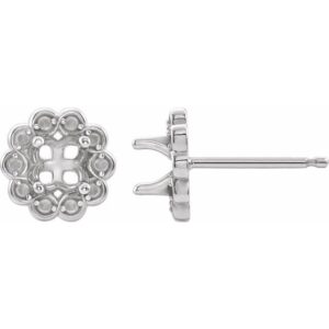 Round 4-Prong Halo-Style Earrings