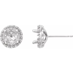 Round 4-Prong Halo-Style Earrings