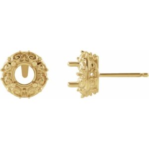 Round 4-Prong Halo-Style Earrings