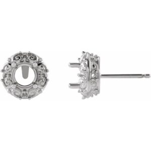 Round 4-Prong Halo-Style Earrings