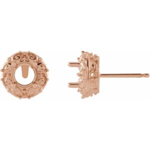 Round 4-Prong Halo-Style Earrings